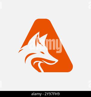 Logo Fox sulla lettera A modello vettoriale Illustrazione Vettoriale