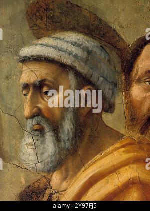 MASACCIO (1401, San Giovanni Valdarno, 1428, Roma) la distribuzione di Alms e la morte di Anania (particolare) 1426-27 affresco Cappella Brancacci, Santa Maria del Carmine, Firenze --- parole chiave: --------------- Autore: MASACCIO titolo: La distribuzione di Alms e la morte di Anania (dettaglio) linea temporale: 1401-1450 Scuola: Italiano forma: Pittura tipo: Religioso Foto Stock