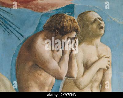 MASACCIO (1401, San Giovanni Valdarno, 1428, Roma) l'espulsione dal Giardino dell'Eden (particolare) 1426-27 affresco Cappella Brancacci, Santa Maria del Carmine, Firenze --- parole chiave: --------------- Autore: MASACCIO titolo: L'espulsione dal Giardino dell'Eden (dettaglio) linea temporale: 1401-1450 Scuola: Forma italiana: Pittura tipo: Religioso Foto Stock