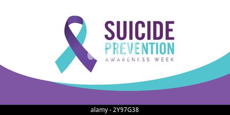 Settimana di prevenzione del suicidio illustrazione vettoriale sul tema del mese nazionale di prevenzione del suicidio a settembre. Banner, festività, poster, tessera e volantino Illustrazione Vettoriale