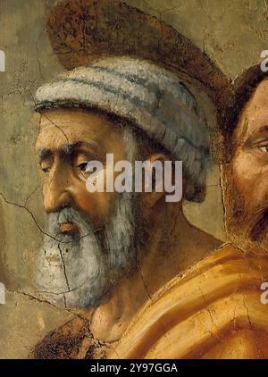 MASACCIO (1401, San Giovanni Valdarno, 1428, Roma) la distribuzione di Alms e la morte di Anania (particolare) 1426-27 affresco Cappella Brancacci, Santa Maria del Carmine, Firenze --- parole chiave: --------------- Autore: MASACCIO titolo: La distribuzione di Alms e la morte di Anania (dettaglio) linea temporale: 1401-1450 Scuola: Italiano forma: Pittura tipo: Religioso Foto Stock