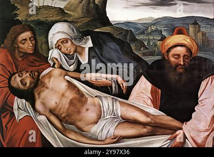 MASSYS, Quentin (B. 1465/66, Lovanio, d. 1530, Anversa) Entombment c. 1525 Wood Stedelijke Musea, Lovanio --- parole chiave: --------------- Autore: MASSYS, Quentin titolo: Entombment Time-line: 1451-1500 Scuola: Fiamminga forma: Pittura tipo: Religioso Foto Stock