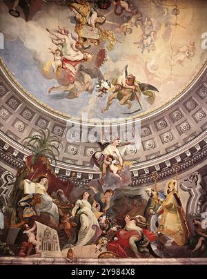 MAULBERTSCH, Franz Anton (nato 1724, Langenargen, d. 1796, Vienna) decorazione del soffitto 1782 Palazzo Episcopale affresco, Szombathely --- parole chiave: --------------- Autore: MAULBERTSCH, Franz Anton titolo: Decorazione del soffitto linea temporale: 1751-1800 Scuola: Austriaca forma: Pittura tipo: Religioso Foto Stock