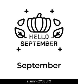 Hello september icona in stile unico e alla moda, pronta all'uso Illustrazione Vettoriale