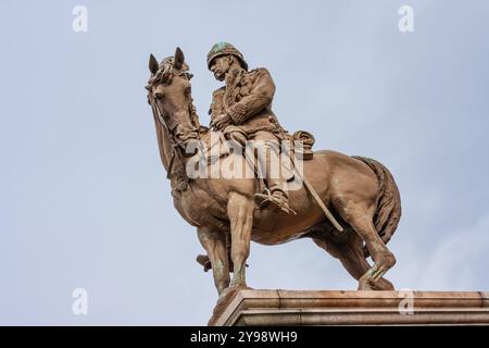 Statua di un feldmaresciallo a cavallo Frederick Sleigh Roberts, i conte Roberts, 1832-1914, un comandante militare britannico di grande successo nato in India Foto Stock