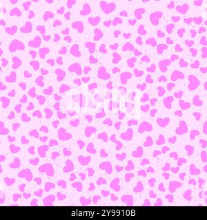 Motivo senza cuciture con cuori rosa e texture grunge Illustrazione Vettoriale