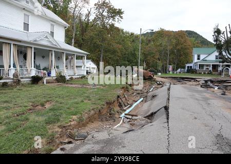 Damasco, Stati Uniti. 1 ottobre 2024. Strade bagnate dalle inondazioni dell'uragano Helene, il 1° ottobre 2024 a Damasco, Virginia. Crediti: Breeana Harris/US Army/Alamy Live News Foto Stock