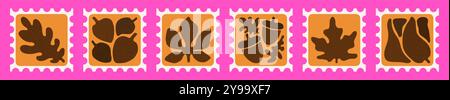 Foglie autunnali adesivi per cartoline immagine vettoriale Illustrazione Vettoriale