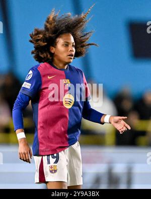 Manchester, Regno Unito. 09 ottobre 2024. Vicky López di Barcellona Femení guarda durante la partita di UEFA Women's Champions League - gruppo D - Manchester City vs Barcellona al Manchester City Academy Stadium, Manchester, Regno Unito, 9 ottobre 2024 (foto di Cody Froggatt/News Images) a Manchester, Regno Unito il 10/9/2024. (Foto di Cody Froggatt/News Images/Sipa USA) credito: SIPA USA/Alamy Live News Foto Stock