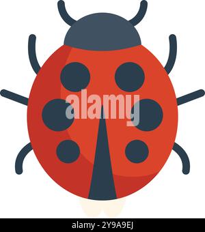 Insetto di coccinelle rosse che diffonde le ali su sfondo bianco Illustrazione Vettoriale