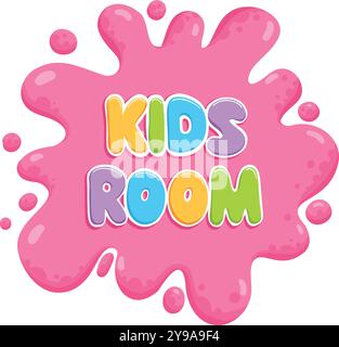 Adesivo della zona di gioco Cartoon Kids. Sala giochi per bambini, club di intrattenimento per bambini e badge della zona giochi illustrazione vettoriale piatta su sfondo bianco Illustrazione Vettoriale