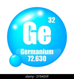 Icona del germanio. Numero atomico 32. Massa 72.63. Simbolo vettoriale. Illustrazione Vettoriale
