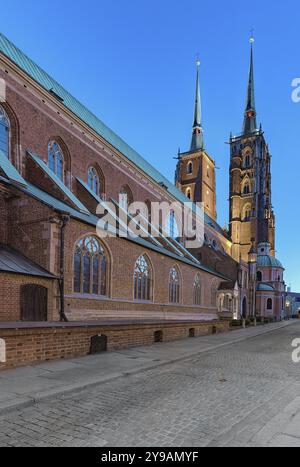 La Cattedrale di San Giovanni Battista a Breslavia, è la sede dell'Arcidiocesi cattolica di Breslavia e un punto di riferimento della città di Breslavia in po Foto Stock