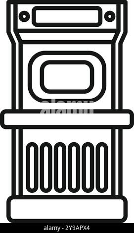 Semplice disegno in linea di un vecchio distributore di carburante, che illustra il concetto di fornitura di benzina Illustrazione Vettoriale