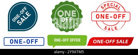 Offerta speciale saldi pubblicità di marketing francobolli promozionali distintivi colorati etichetta di adesivi emblema design Collezione di icone Illustrazione Vettoriale