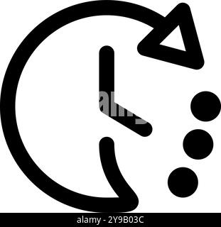 Vettore icona Orologio. Lo stile è il simbolo del contorno, il colore nero, gli angoli arrotondati, lo sfondo bianco. Illustrazione Vettoriale