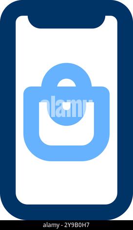 Simbolo dell'icona dello shopping online per l'azienda in un contorno di colore con pittogramma illustrazione del tratto modificabile Illustrazione Vettoriale