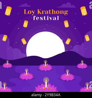 il festival loy krathong celebra il design dell'illustrazione Illustrazione Vettoriale