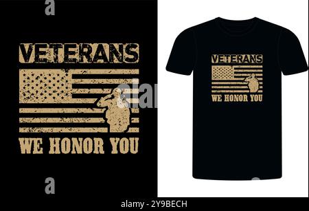 Maglietta tipografica dei veterani americani. Citazione motivazionale con T-shirt text VETERANA. T-shirt di alta qualità pronta per la stampa, T-shirt veterano vettoriale Illustrazione Vettoriale