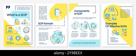 Modello brochure blu e giallo per la procedura operativa standard Illustrazione Vettoriale