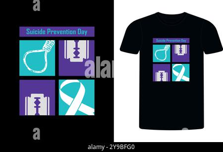 Non tutte le ferite sono visibili: T-shirt Suicide Prevention Design, Suicide Prevention Shirt, Suicide Prevention Survivor T-Shirt, Suicide Prevention Shirt. Illustrazione Vettoriale