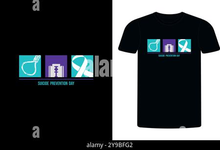 Non tutte le ferite sono visibili: T-shirt Suicide Prevention Design, Suicide Prevention Shirt, Suicide Prevention Survivor T-Shirt, Suicide Prevention Shirt. Illustrazione Vettoriale