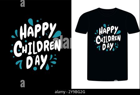 Modello di t shirt happy Children Day. Bella maglietta tipografica vettoriale. Illustrazione Vettoriale