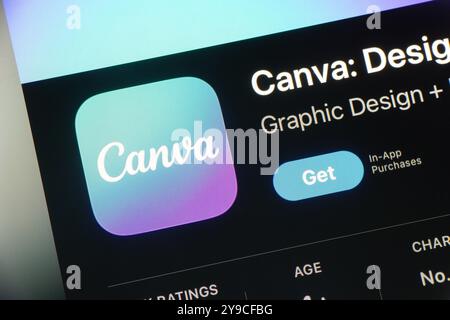 OSTRAVA, CECHIA - 27 LUGLIO 2024: App store con Canva graphic design mobile application to be installed Foto Stock