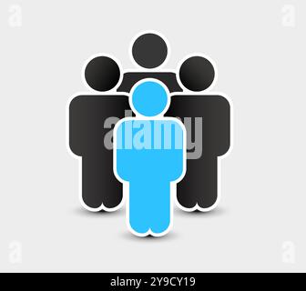 Icona della gente in stile piatto alla moda. Simbolo delle persone per il design e il logo del tuo sito di infografica. Cartelli della folla. Concetto di gruppo di utenti o team. Isolato su sfondo bianco. Illustrazione vettoriale. Illustrazione Vettoriale