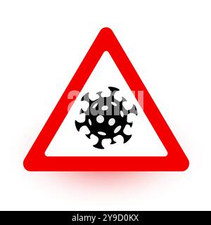 Segno di attenzione coronavirus. Ferma il coronavirus. Focolaio di coronavirus. Pericolo di coronavirus e rischio per la salute pubblica malattia e influenza. Concetto medico pandemico. Illustrazione vettoriale Illustrazione Vettoriale