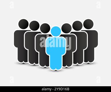 Icona della gente in stile piatto alla moda. Simbolo delle persone per il design e il logo del tuo sito di infografica. Cartelli della folla. Concetto di gruppo di utenti o team. Isolato su sfondo bianco. Illustrazione vettoriale. Illustrazione Vettoriale