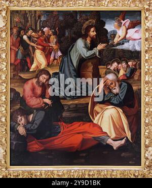 L'agonia nel Giardino / Oracion en el Huerto. Di Felipe Pablo de San Leocadio (c.1480) Valencia Spagna. Pittore italiano di Reggio Emilia. Foto Stock