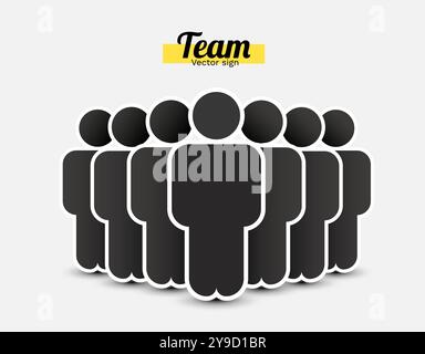 Icona della gente in stile piatto alla moda. Simbolo delle persone per il design e il logo del tuo sito di infografica. Cartelli della folla. Concetto di gruppo di utenti o team. Isolato su sfondo bianco. Illustrazione vettoriale. Illustrazione Vettoriale