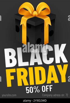 Modello di banner Web per la vendita del Black Friday. Presentare il poster della confezione per l'offerta di sconti stagionali. Illustrazione vettoriale Illustrazione Vettoriale