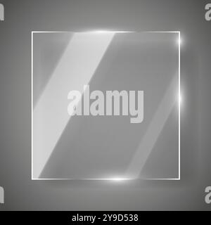 Telaio in vetro trasparente vuoto. Sfondo moderno. Pulire l'illustrazione del vettore Illustrazione Vettoriale