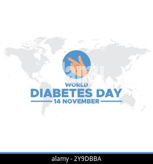 Giornata Mondiale del diabete, 14 novembre, biglietto d'auguri, illustrazione stock, grafica vettoriale giornata Mondiale del diabete, giornata Mondiale del diabete modello modificabile. Illustrazione Vettoriale