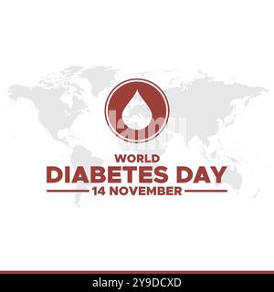 Giornata Mondiale del diabete, 14 novembre, biglietto d'auguri, illustrazione stock, grafica vettoriale giornata Mondiale del diabete, giornata Mondiale del diabete modello modificabile. Illustrazione Vettoriale