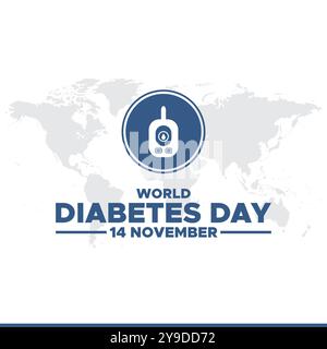 Giornata Mondiale del diabete, 14 novembre, biglietto d'auguri, illustrazione stock, grafica vettoriale giornata Mondiale del diabete, giornata Mondiale del diabete modello modificabile. Illustrazione Vettoriale