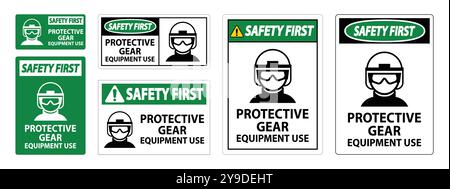 Uso di dispositivi di sicurezza o di protezione e apparecchiature Illustrazione Vettoriale