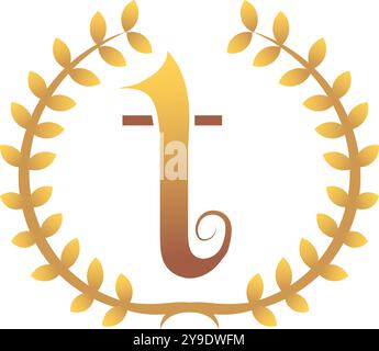 T Letter Logo Royal. Colore dorato - vettoriale Illustrazione Vettoriale
