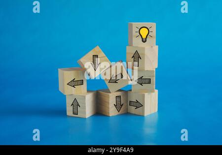gestione o organizzazione complessa e disordinata, struttura decisionale caotica, processi aziendali complicati e ricerca di idee e innovazione Foto Stock