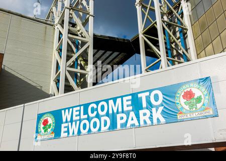 Ewood Park, Blackburn, Lancashire, Regno Unito. Sede di uno dei membri fondatori della lega di football Blackburn Rovers Football Club Foto Stock