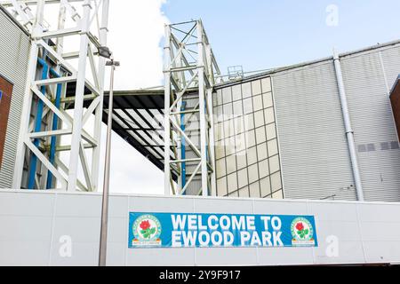 Ewood Park, Blackburn, Lancashire, Regno Unito. Sede di uno dei membri fondatori della lega di football Blackburn Rovers Football Club Foto Stock