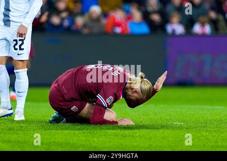 Oslo 20241010. Frustrato Erling Braut Haaland durante la partita di calcio della Nations League tra Norvegia e Slovenia allo stadio Ullevaal. Foto: Terje Pedersen / NTB Foto Stock