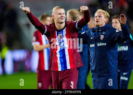 Oslo 20241010. Erling Braut Haaland norvegese dopo la partita di calcio della Nations League tra Norvegia e Slovenia allo stadio Ullevaal. Foto: Terje Pedersen / NTB Foto Stock