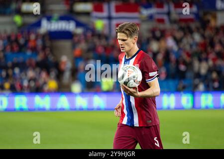 Oslo, Norvegia. 10 ottobre 2024. Oslo, Norvegia, 10 ottobre 2024: David Moller Wolfe (5 Norvegia) viene visto durante la partita di calcio del gruppo B3 della UEFA Nations League tra Norvegia e Slovenia allo stadio Ullevaal di Oslo, Norvegia. (Ane Frosaker/SPP) credito: SPP Sport Press Photo. /Alamy Live News Foto Stock