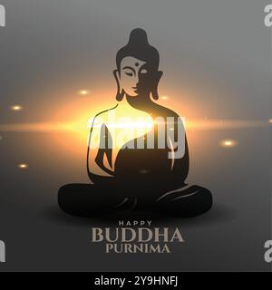 elegante sfondo di benvenuto buddha purnima con un brillante effetto luminoso vettoriale Illustrazione Vettoriale