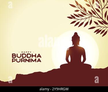 tradizionale gautama buddha jayanti sfondo per vettore di meditazione Illustrazione Vettoriale