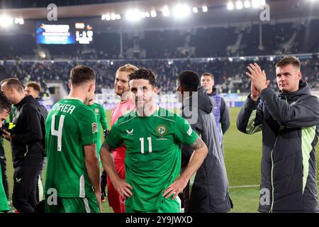 UEFA Nations League 2024/25 Lega B gruppo B2 Finlandia 1-2 Irlanda allo Stadio Olimpico di Helsinki, Finlandia, il 10 ottobre 2024. Robbie Brady - Irlanda Foto Stock