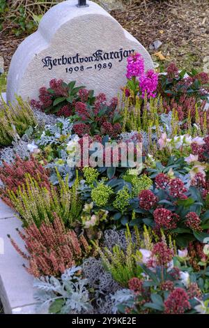 Herbert von Karajan, Direttore, Gravesite, lapide al cimitero, Anif, Salzburger Land, Austria, Europa Foto Stock